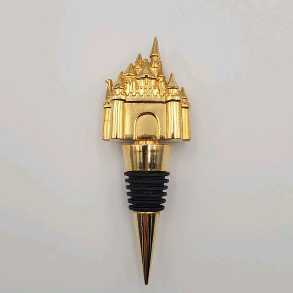 Disneyland Sleeping Beauty Castle Wine Bottle Stopper Magic Kingdom Gold Tone - Picture 1 of 7